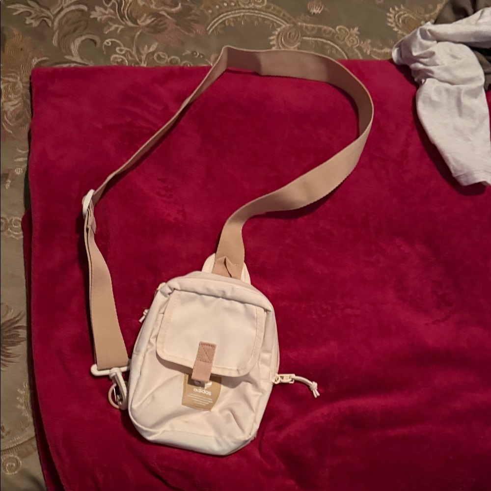 Adidas Cream and Tan Crossbody Bag